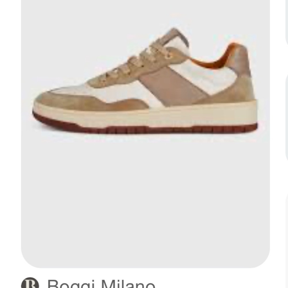 BOGGI Milano Men's Tan and White Casual Sneakers 10 NEW Made in Italy - Picture 2 of 10